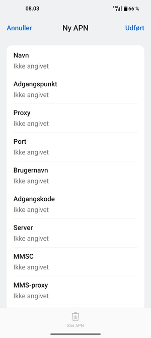 Indtast internet-oplysninger