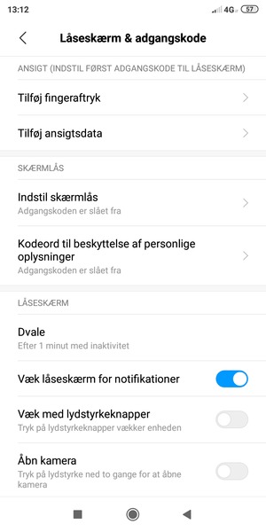 Vælg Indstil skærmlås