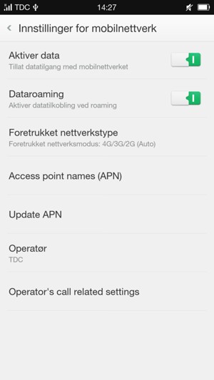 Slå Dataroaming på eller av