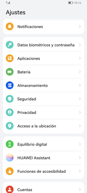 Desplácese y seleccione Seguridad
