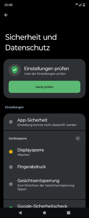 Wählen Sie Displaysperre