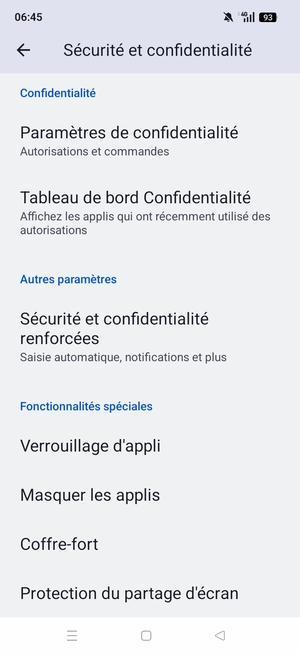Faites défiler et sélectionnez Sécurité et confidentialité renforcées