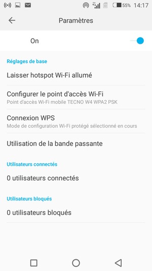 Votre téléphone est maintenant configuré pour être utilisé comme modem