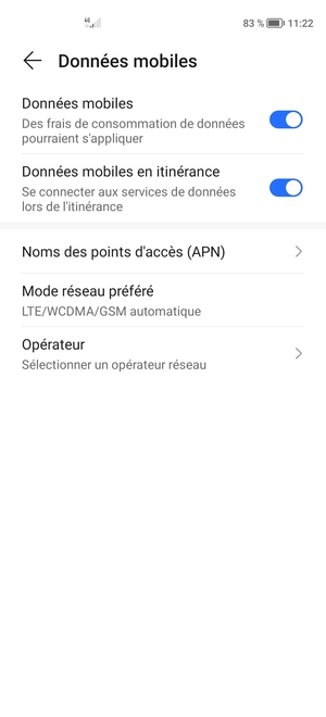 Activer ou désactiver Données mobiles en itinérance