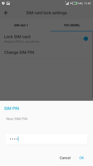 Enter your New SIM PIN and select OK