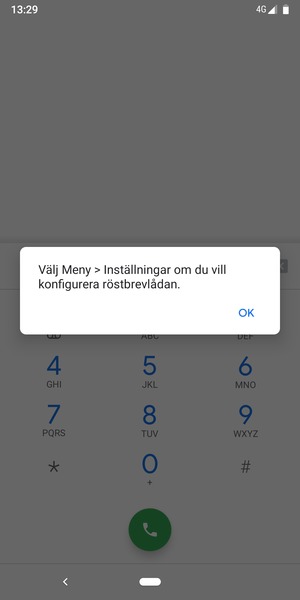 Om din röstbrevlåda inte är installerad, välj OK