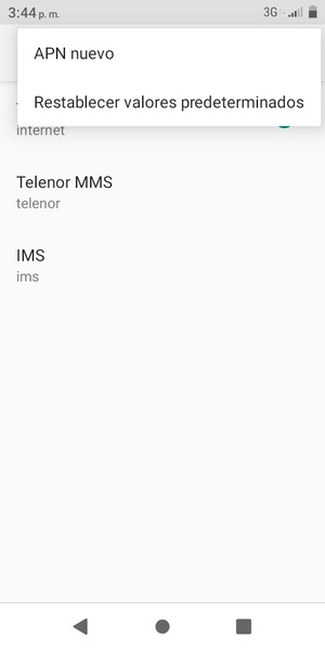 Seleccione Restablecer valores predeterminados 