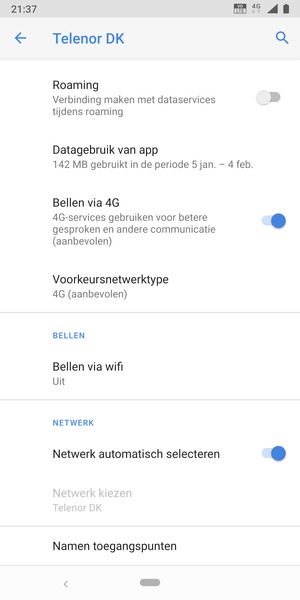 Scroll naar en selecteer Namen toegangspunten