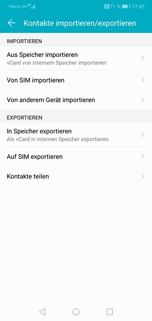 Wählen Sie Von SIM importieren