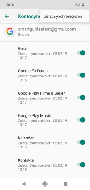 Wählen Sie Jetzt synchronisieren