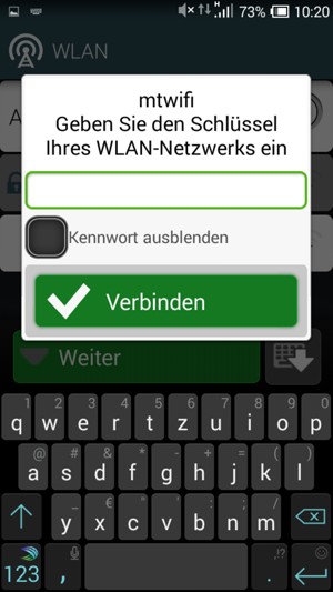 Geben Sie das WLAN-Passwort ein und wählen Sie Verbinden