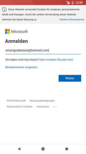 Geben Sie Ihre E-Mail-Adresse ein und wählen Sie Weiter