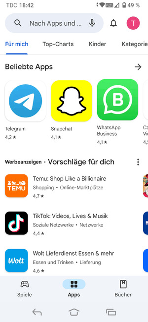 Wählen Sie die Suchleiste