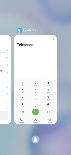 Sélectionnez l'icône Supprimer pour fermer toutes les applis en cours d'exécution