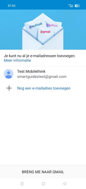 Selecteer BRENG ME NAAR GMAIL