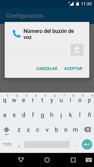 Introduzca el Número del buzón de voz y seleccione ACEPTAR