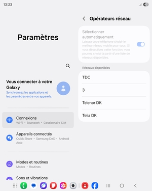 Sélectionnez un opérateur réseau dans la liste