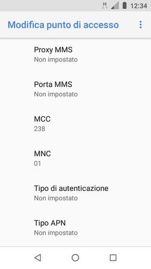 Scorri verso il basso e inserisci le informazioni degli MMS