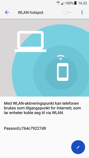 Velg Konfigurer WLAN hotspot