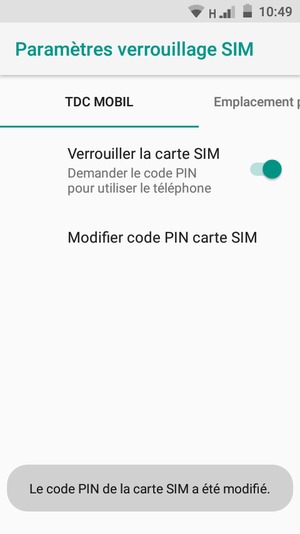 Votre SIM PIN a été modifié