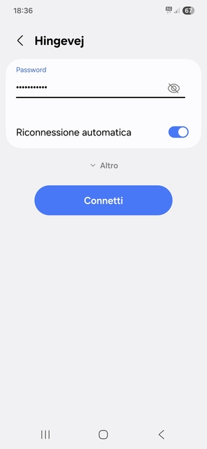 Inserisci la password del Wi-Fi e seleziona Connetti