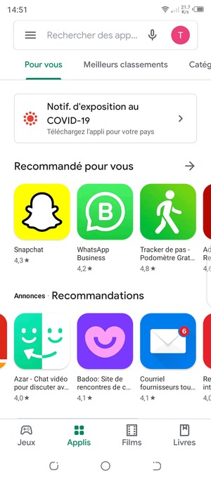 Sélectionnez la barre de Recherche