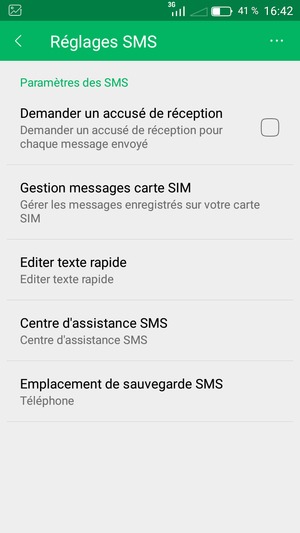 Sélectionnez Centre d'assistance SMS