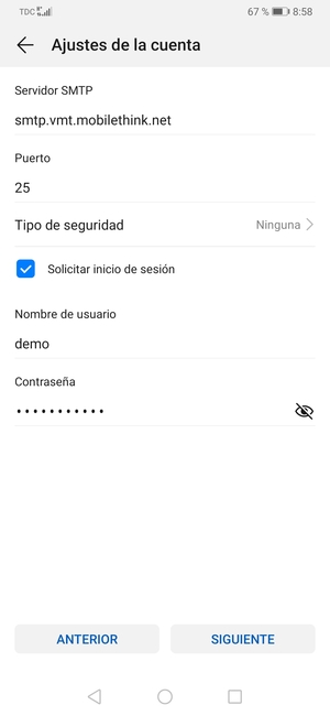 Introduzca la dirección de servidor saliente