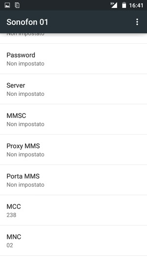 Scorri verso il basso e inserisci le informazioni degli MMS