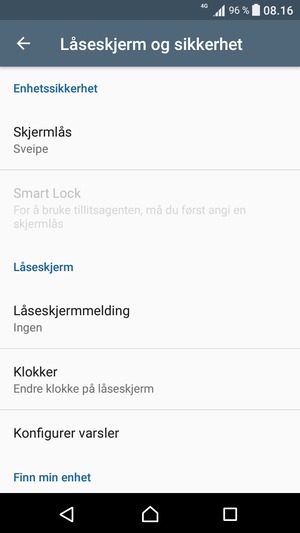Velg Skjermlås