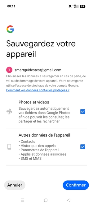 Sélectionnez votre options préférées et sélectionnez Confirmer