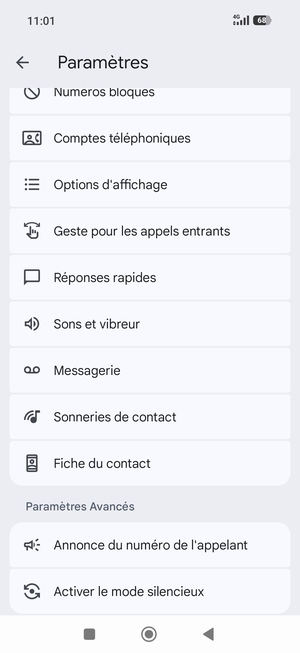 Faites défiler et sélectionnez Messagerie