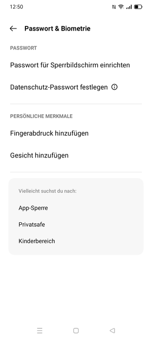 Wählen Sie Passwort für Sperrbildschirm einrichten