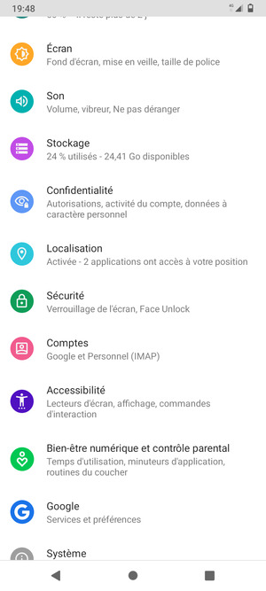 Faites défiler et sélectionnez Sécurité