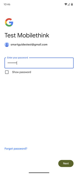 Enter your password and select Next