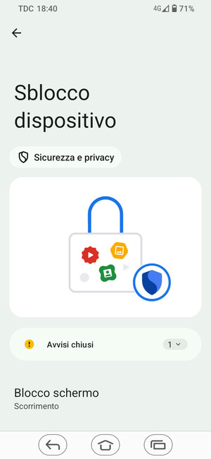 Seleziona Blocco schermo