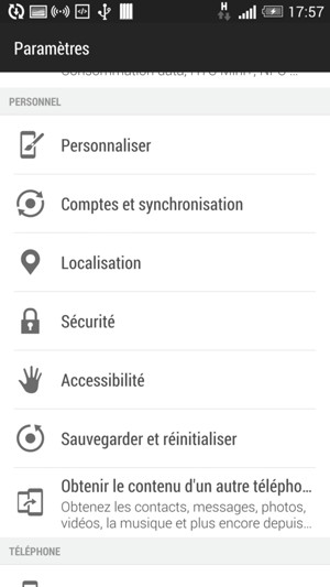 Sélectionnez Sécurité