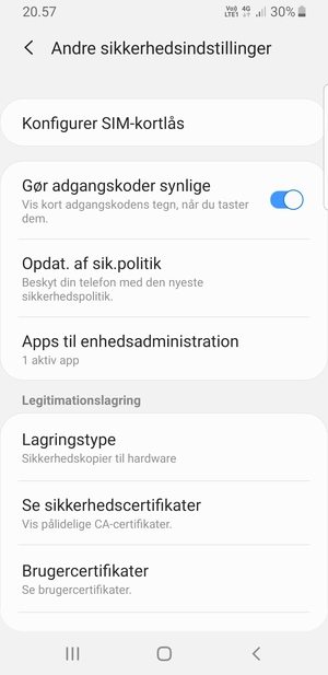 Vælg Konfigurer SIM-kortlås