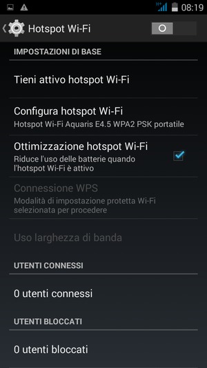 Seleziona Configura hotspot Wi-Fi
