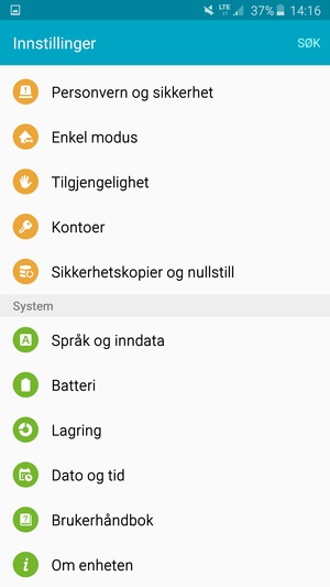 Bla til og velg Batteri