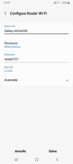 Inserisci una password di almeno 8 caratteri e seleziona Salva