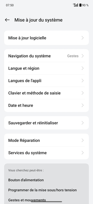 Faites défiler et sélectionnez Sauvegarder et réinitialiser