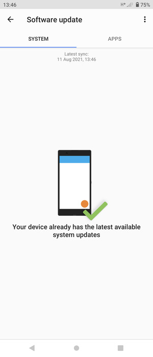 If your phone is up to date, you will see the following screen