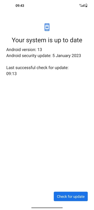If your phone is up to date, you will see the following screen