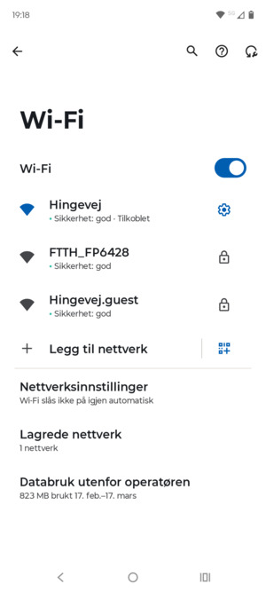 Du er nå koblet til Wi-Fi-nettverket