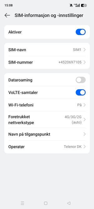 For å bytte nettverk hvis det oppstår nettverksproblemer, velg Operatør