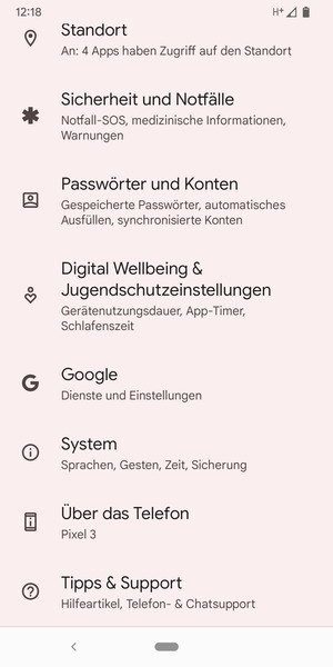 Scrollen Sie und wählen Sie System