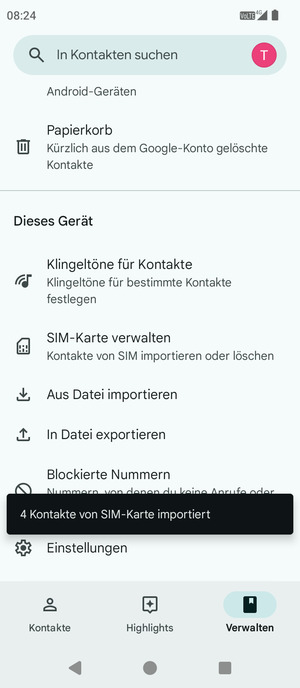 Ihre Kontakte werden in Ihrem Google Konto gespeichert und auf Ihrem Handy gespeichert, wenn Google das nächste Mal synchronisiert wird.