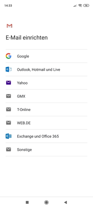 Wählen Sie Exchange und Office 365