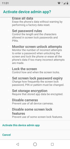 Scroll to and select Activate this device admin app